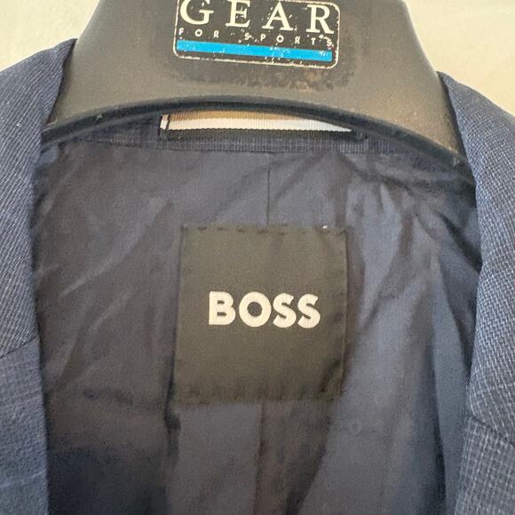Boss Blue Two Button Suit Jacket Blazer 100% Virgin Wool Size 42R - Picture 2 of 7